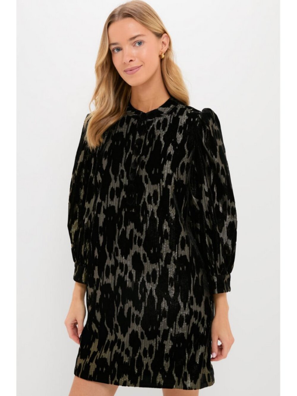 Pomander Place Sz. XXS NWT Black/Gold Metallic Velvet Burnout Samantha Dress